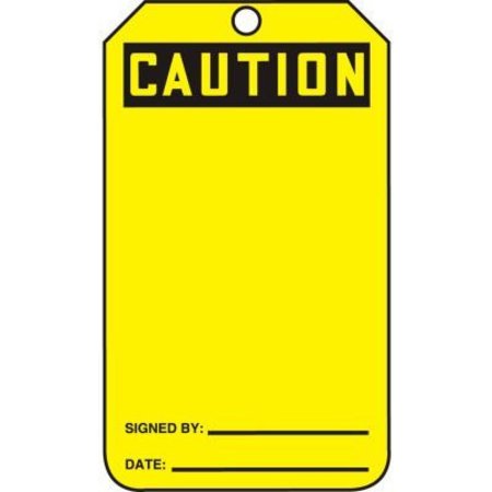 ACCUFORM Accuform Caution Tag, Caution, PF-Cardstock, 25/Pack MDT623PTP